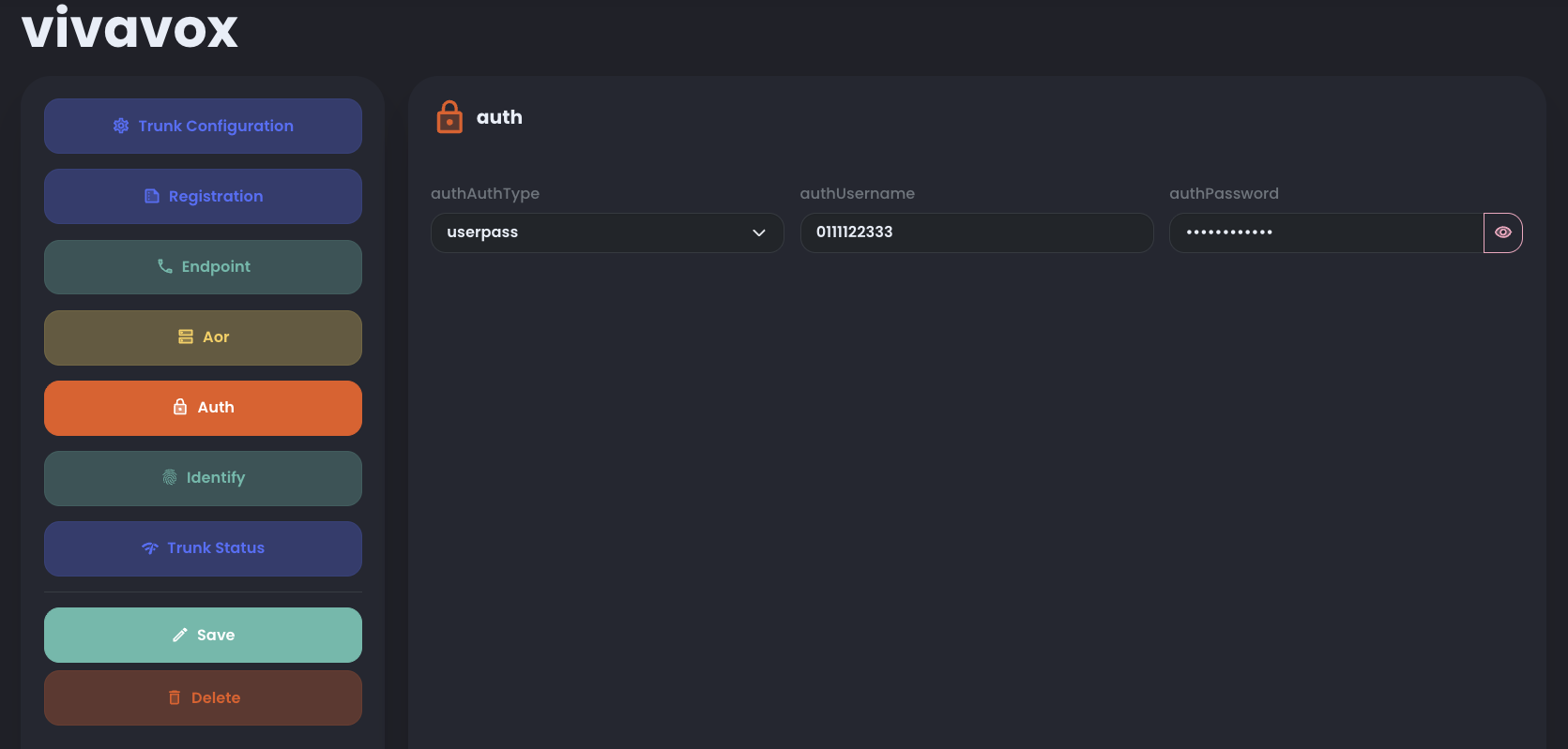 Auth screen showing userpass authentication with username and password fields.